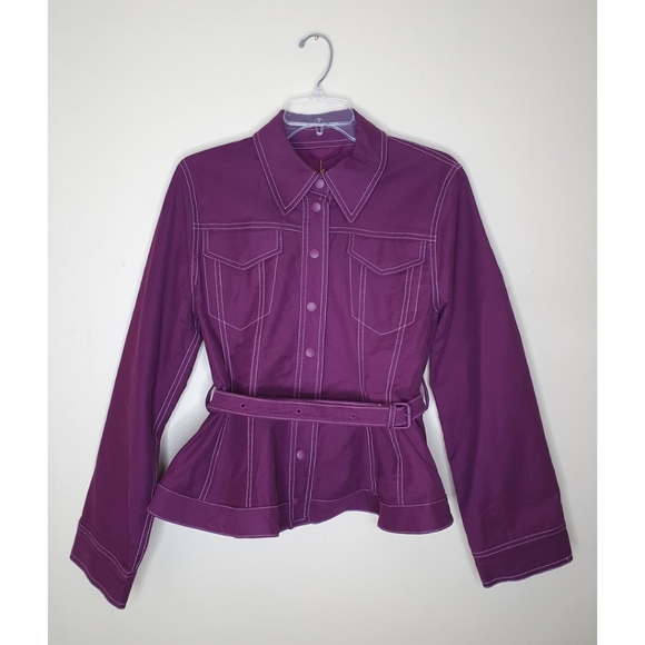 NWT! Stine Goya Purple Denim Belted Jacket, Organic Cotton, Size Small - Picture 3 of 16